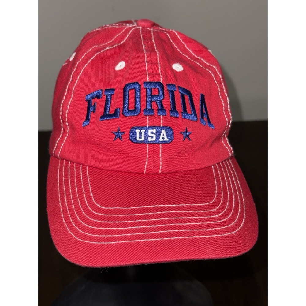 Florida USA Red w/ Blue Embroidery Hat Cap OSFM Strap Back Adjustable Sunpoint